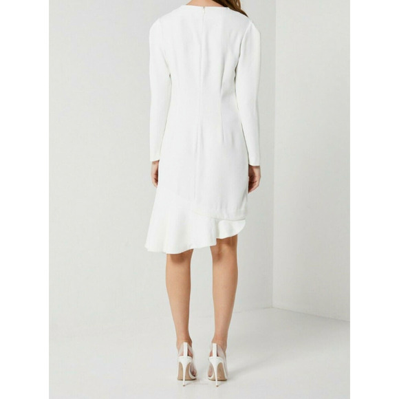 ELLIATT Moment Dress White Asymmetric Midi Drape Hem, S - NWT - Picture 2 of 8